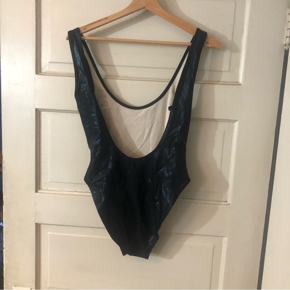 Private Party Palm Tree Patches One Piece Metallic Black - Picture 3 of 4